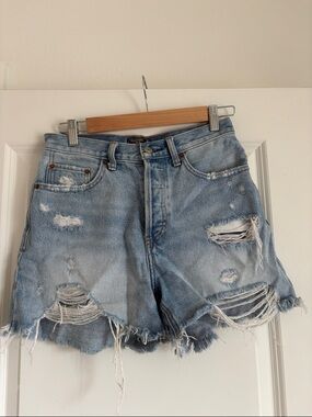 Abercrombie & Fitch Light Blue Distressed Denim Shorts